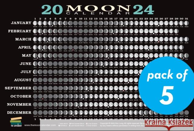 2024 Moon Calendar Card (5 pack): Lunar Phases, Eclipses, and More! Kim Long 9781615199792 The  Experiment LLC