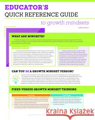 Educator's Quick Reference Guide to Growth Mindsets Mary Cay Ricci 9781618217912