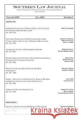 Southern Law Journal, Vol. XXIV, No. 2, Fall 2014 Salsb                                    Dan Ostas 9781618639332 Bookstand Publishing