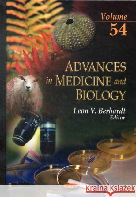 Advances in Medicine and Biology: Volume 54 Leon V Berhardt 9781620817315 Nova Science Publishers Inc