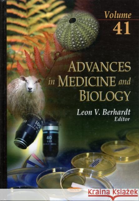 Advances in Medicine & Biology: Volume 41 Leon V Berhardt 9781621006138 Nova Science Publishers Inc