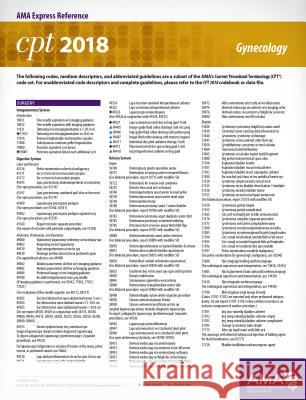 CPT 2018 Express Reference Card: Gynecology American Medical Association 9781622026227 