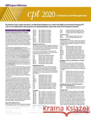 CPT 2020 Express Reference Coding Card: Evaluation and Management American Medical Association 9781622029389 American Medical Association Press