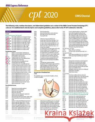 CPT 2020 Express Reference Coding Card: Oms/Dental American Medical Association 9781622029440 American Medical Association Press