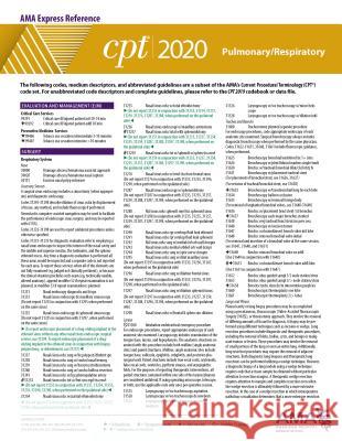 CPT 2020 Express Reference Coding Card: Pulmonary/Respiratory American Medical Association 9781622029501 American Medical Association Press