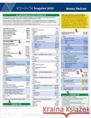 ICD-10-CM 2020 Snapshot Coding Card: Internal Medicine Ama 9781622029860 American Medical Association Press