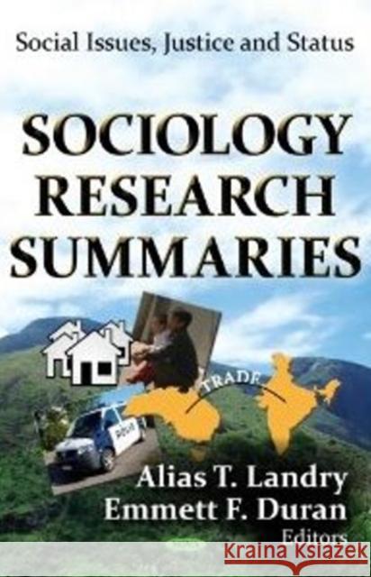 Sociology Research Summaries Alias T Landry, Emmett F Duran 9781622576401 Nova Science Publishers Inc