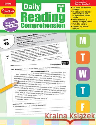Daily Reading Comprehension, Grade 8 Teacher Edition Evan-Moor Corporation 9781629384818 Evan Moor Educational Publishers
