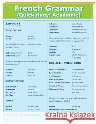 French Grammar: Quick Study Academic Quick Charts 9781632878038