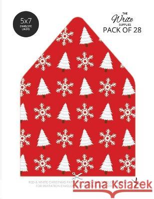 Christmas Pattern Envelope Liners Euro Flap 5x7 with Red & White Design: For Invitation Envelopes for Holidays, Birthdays, Weddings (28 Pack) The Write Supplies   9781636572420 Write Supplies