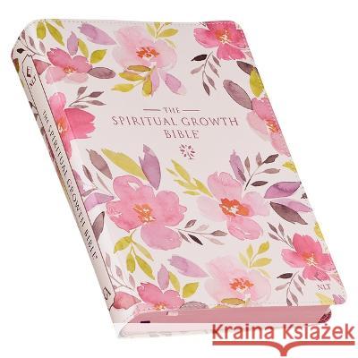 The Spiritual Growth Bible, Study Bible, NLT - New Living Translation Holy Bible, Faux Leather, Pink Purple Printed Floral Christianart Gifts 9781639521272 Christian Art Gifts