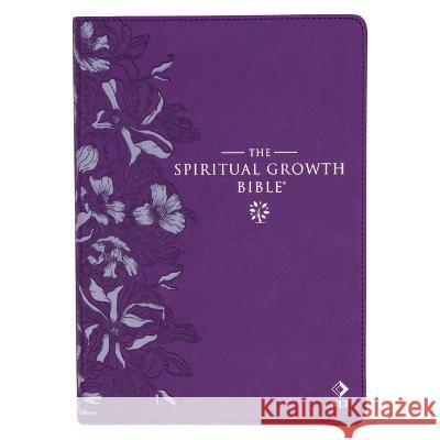 The Spiritual Growth Bible, Study Bible, NLT - New Living Translation Holy Bible, Faux Leather, Purple Debossed Floral Christianart Gifts 9781639521289 Christian Art Gifts