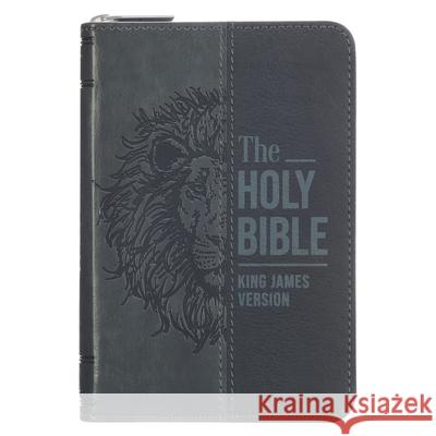 KJV Bible Mini Pocket Faux Leather, Black/Gray W/Zipper Christian Art Gifts 9781639529988 Christian Art Publishers
