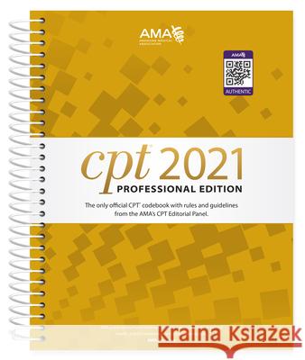 CPT 2021 Professional Edition Ama 9781640160491 American Medical Association Press