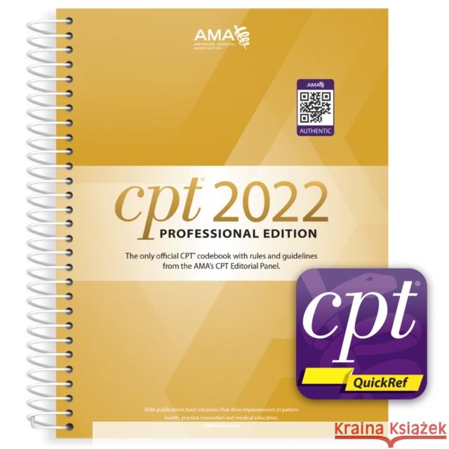 CPT Professional 2022 and CPT Quickref App Bundle American Medical Association 9781640160897 American Medical Association Press