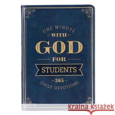 One Minute with God for Students Devotional, Navy Faux Leather Flexcover Christian Art Gifts 9781642728446