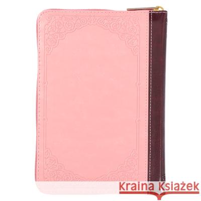 KJV Compact Bible Two-Tone Pink/Burgandy with Zipper Faux Leather  9781642728675 Christian Art Gifts Inc