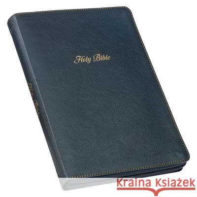 KJV Holy Bible, Thinline Large Print Faux Leather Red Letter Edition - Thumb Index & Ribbon Marker, King James Version, Black, Zipper Closure Christian Art Gifts 9781642728729
