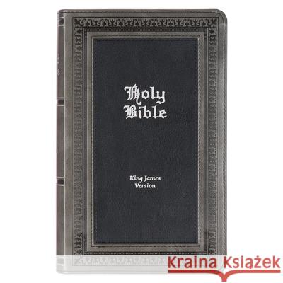 KJV Holy Bible, Giant Print Standard Size Faux Leather Red Letter Edition - Thumb Index & Ribbon Marker, King James Version, Gray/Black Christian Art Gifts 9781642728736