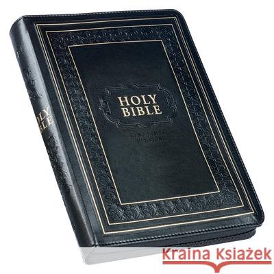KJV Holy Bible, Giant Print Full-Size Faux Leather W/Thumb Index & Ribbon Marker, Red Letter Edition, King James Version, Black, Zipper Closure Christian Art Gifts 9781642728798