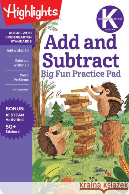 Kindergarten Add and Subtract Big Fun Practice Pad Highlights Learning 9781644728246 Highlights Learning