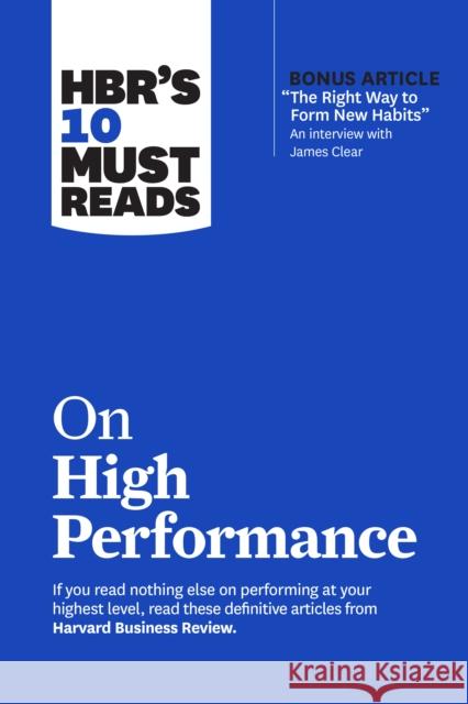 HBR's 10 Must Reads on High Performance Peter F. Drucker 9781647823467