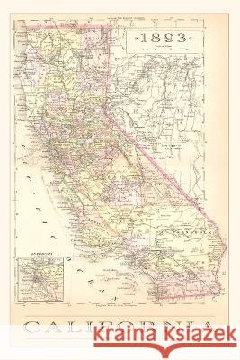 The Vintage Journal 1893 Map of California Found Image Press 9781648116094 Found Image Press