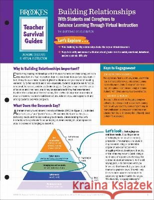Building Relationships with Students and Caregivers to Enhance Learning Through Virtual Instruction Danielle Empson, Timothy Knoster 9781681256061