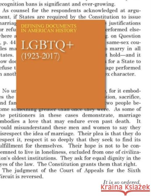 Defining Documents in American History: Lgbtq+: Print Purchase Includes Free Online Access Salem Press 9781682178942 Salem Press