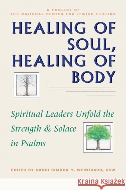 Healing of Soul, Healing of Body: Spiritual Leaders Unfold the Strength and Solace in Psalms Simkha Y. Weintraub Sheldon Zimmerman Harlan J. Wechsler 9781683361084 Jewish Lights Publishing
