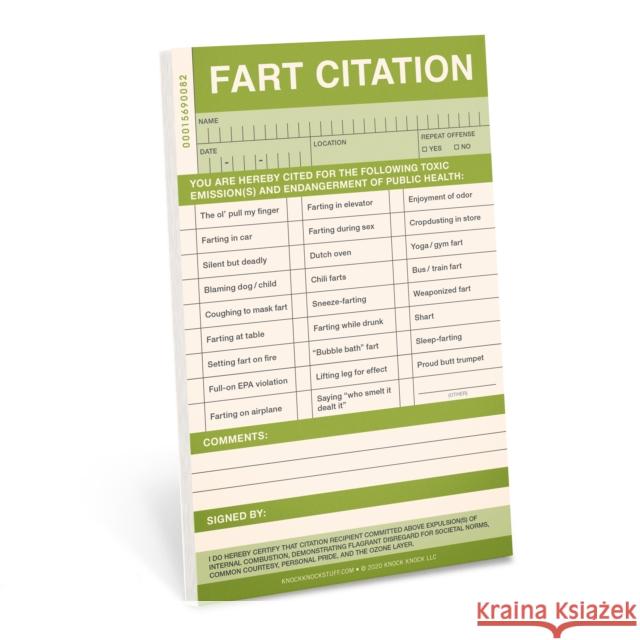 Knock Knock Fart Sticky Citation Pad Knock Knock 9781683492528 Knock Knock