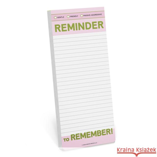 Knock Knock Reminder to Remember Make-a-List Pad Knock Knock 9781683494256 Knock Knock