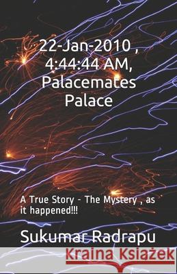22-Jan-2010, 4: 44:44 AM, Palacemates Palace: A True Story -The Mystery, as it happened!!! Sukumar Radrapu 9781689331043 Independently Published