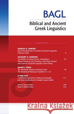 Biblical and Ancient Greek Linguistics, Volume 8 Stanley E. Porter Matthew Brook O'Donnell 9781725256514