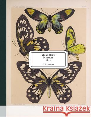 Vintage Prints: Butterflies: Vol. 5 E. Lawrence 9781726272193 Createspace Independent Publishing Platform