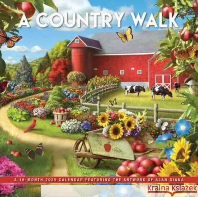A Country Walk 2025 12 X 24 Inch Monthly Square Wall Calendar Featuring the Artwork of Alan Giana Plastic-Free Hopper Studios 9781773728094