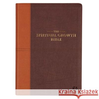 The Spiritual Growth Bible, Study Bible, NLT - New Living Translation Holy Bible, Faux Leather, Chocolate Brown/Ginger Christian Art Gifts 9781776370412