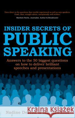 Insider Secrets of Public Speaking - Answers to the 50 Biggest Questions on How to Deliver Brilliant Speeches and Presentations Dereza, Nadine 9781781330999 Rethink Press Limited