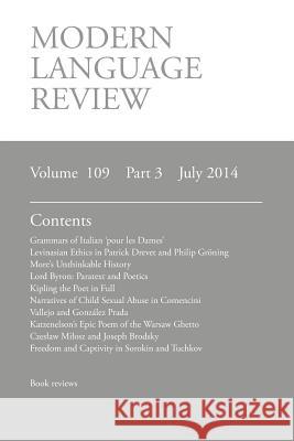 Modern Language Review (109: 3) July 2014 Connon, D. F. 9781781881316 Modern Humanities Research Association