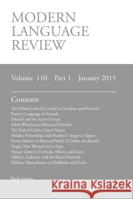 Modern Language Review (110: 1) January 2015 Connon, D. F. 9781781881989 Modern Humanities Research Association