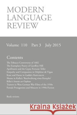 Modern Language Review (110: 3) July 2015 D. F. Connon 9781781882009 Modern Humanities Research Association