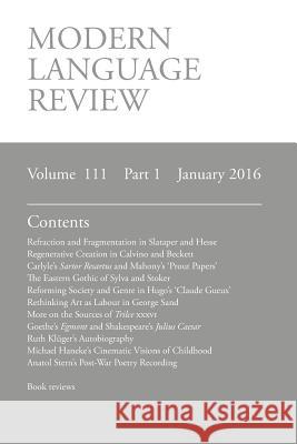 Modern Language Review (111: 1) January 2016 D. F. Connon 9781781882467 Modern Humanities Research Association