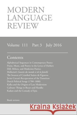 Modern Language Review (111: 3) July 2016 D. F. Connon 9781781882481 Modern Humanities Research Association