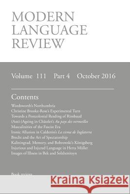 Modern Language Review (111: 4) October 2016 D. F. Connon 9781781882498 Modern Humanities Research Association
