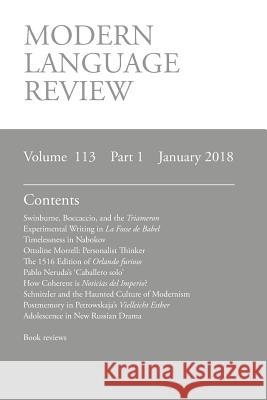 Modern Language Review (113: 1) January 2018 D F Connon 9781781887370 Modern Humanities Research Association