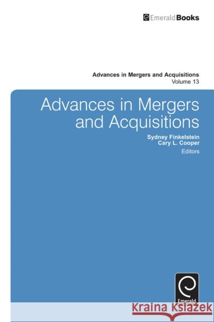 Advances in Mergers and Acquisitions Cary L Cooper 9781783509706 Emerald Group Publishing Ltd