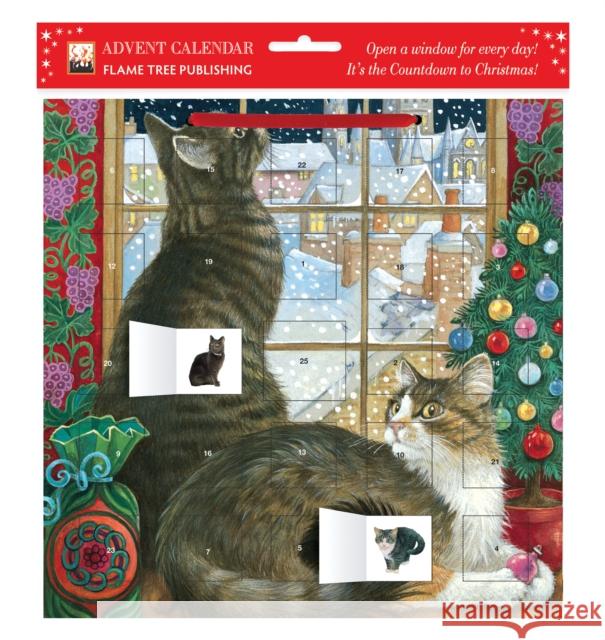 Ivory Cats by Lesley Anne Ivory: Christmas Window advent calendar (with stickers)  9781783615698 Flame Tree Calendars