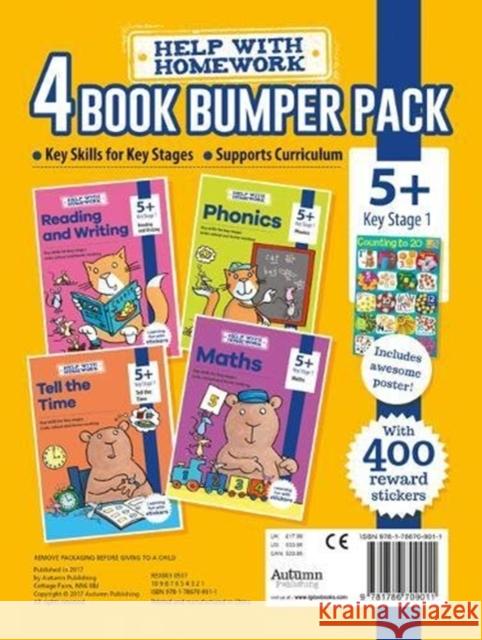5+ Pack - Maths, Phonics, Reading and Writing & Tell the Time  9781786709011 Bonnier Books Ltd