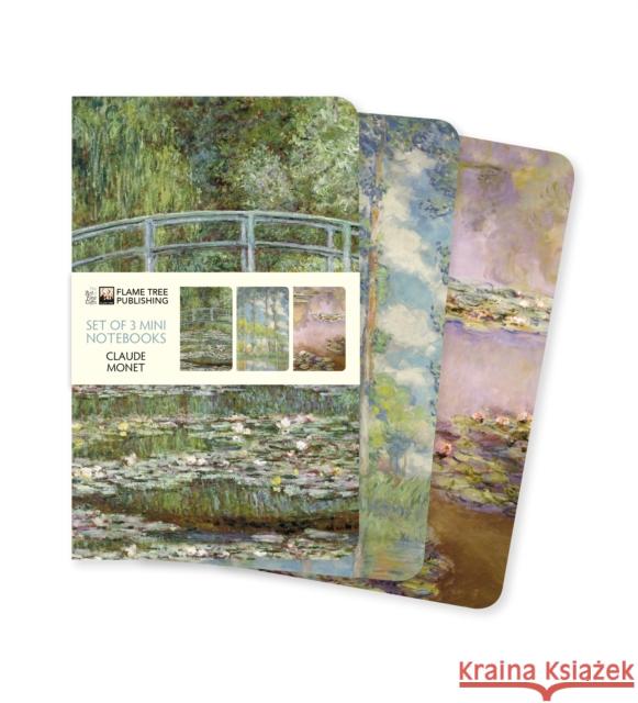 Claude Monet Set of 3 Mini Notebooks Flame Tree Studio 9781787559172 Flame Tree Gift