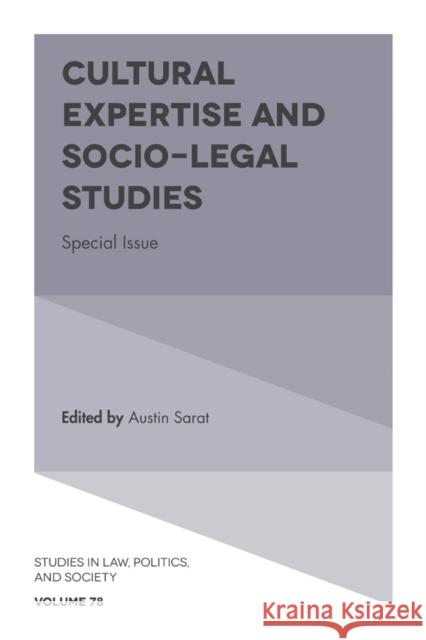 Cultural Expertise and Socio-Legal Studies: Special Issue Austin Sarat 9781787695160